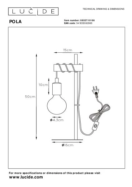 Lucide POLA - Lampe de table Chambres d'enfant - Ø 15 cm - 1xE27 - Rose - TECHNISCH